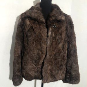 Vintage 1970s Brown Rabbit Fur Coat